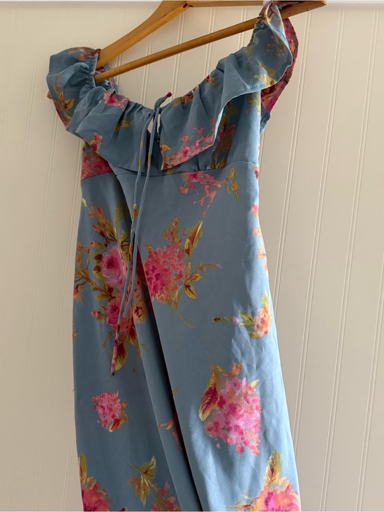 wild fable Dresses & Skirts - Wild Fable Powder Blue Floral Ruffle-Shoulder M Dress Fairy Ethereal Whimsy